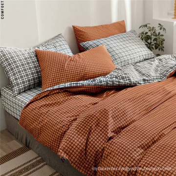 Bedding Set Black Gray White Plaid Comforter Cover Queen